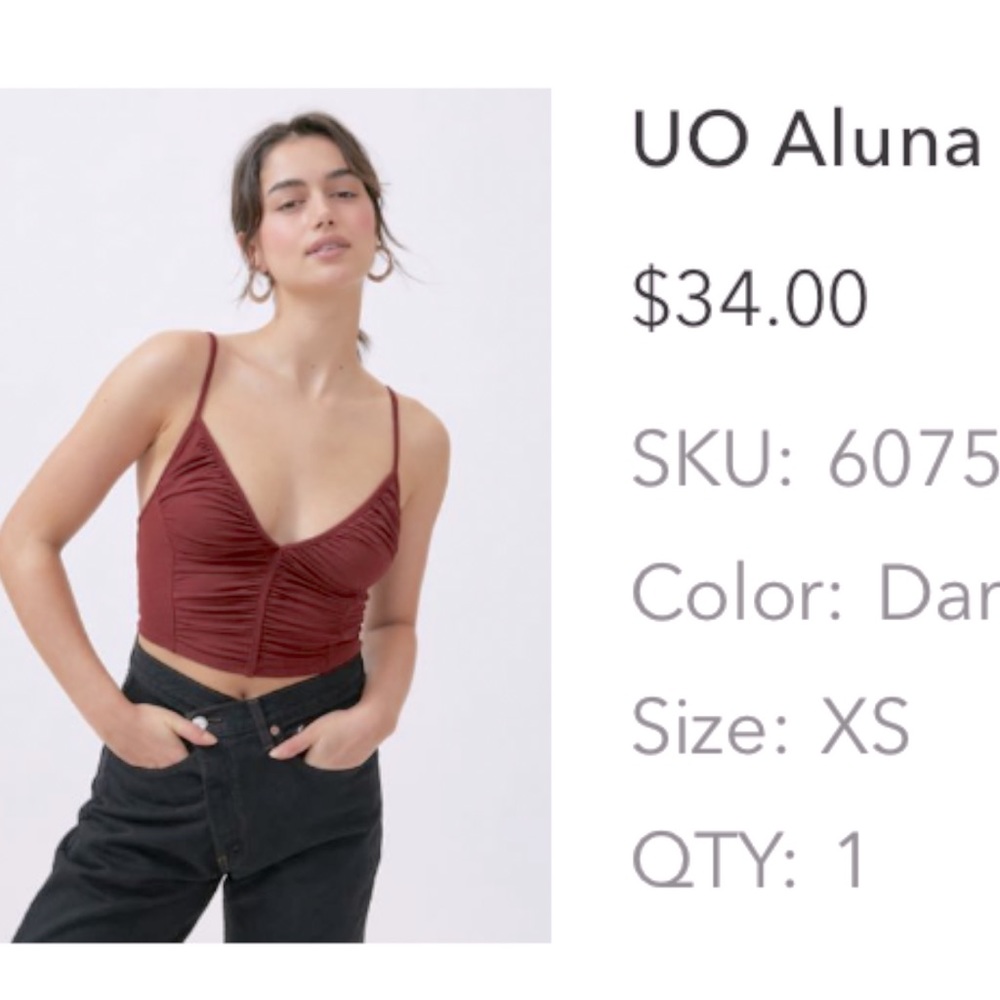 Urban Outfitters Red Plunge Cropped Tank Top Size XS